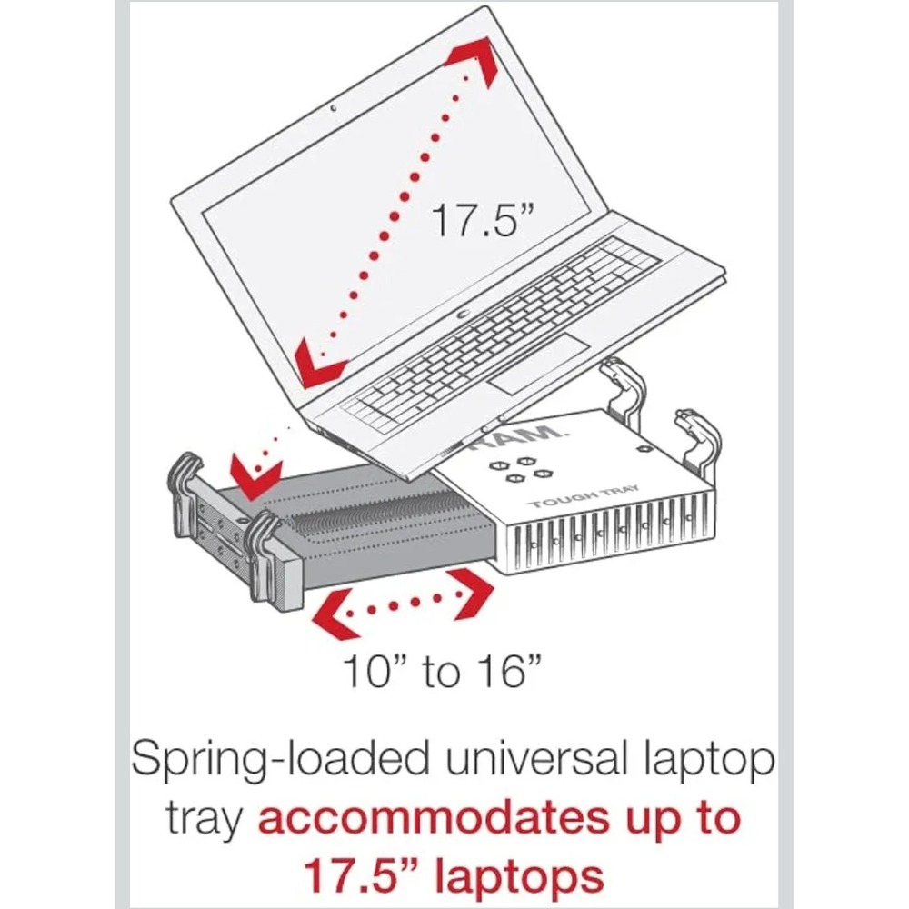 RAM Mounts Tough-Tray Universal Laptop Holder RAM-234-3 Black 10-16in Width - Picture 8 of 9
